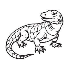 Silhouette vector style komodo dragon with white background