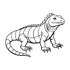 Silhouette vector style komodo dragon with white background