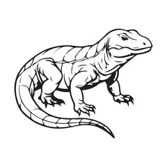 Silhouette vector style komodo dragon with white background