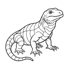 Fototapeta premium Silhouette vector style komodo dragon with white background