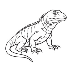 Silhouette vector style komodo dragon with white background