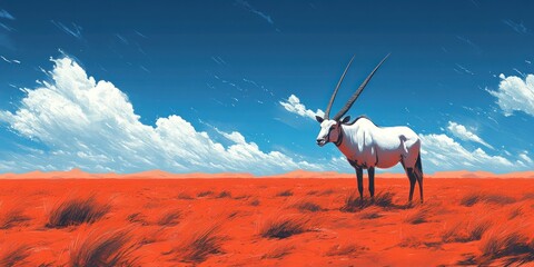 White Oryx in a Red Desert