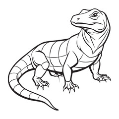 Silhouette vector style komodo dragon with white background