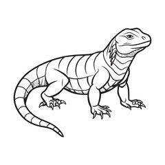 Silhouette vector style komodo dragon with white background