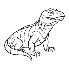 Fototapeta premium Silhouette vector style komodo dragon with white background