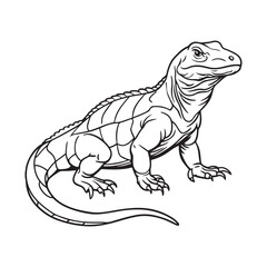 Silhouette vector style komodo dragon with white background