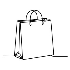 Minimalist shopping bag illustration in black line drawing