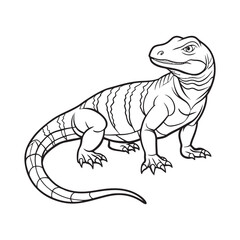 Fototapeta premium Silhouette vector style komodo dragon with white background