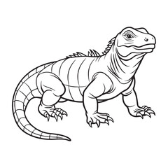 Silhouette vector style komodo dragon with white background