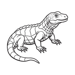Silhouette vector style komodo dragon with white background