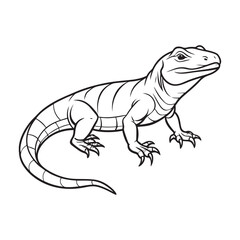Silhouette vector style komodo dragon with white background