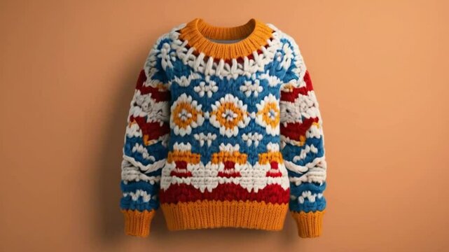  Intricate Knitted Sweater Display A Showcase of Vibrant Patterns and Textures 4K