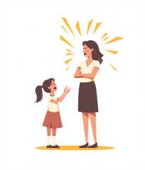 Obraz premium Illustrations Depicting Mothers and Daughters in Conflict with Emotional Expressions of Anger and Frustration, Highlighting Family Dynamics and Parenting Challenges