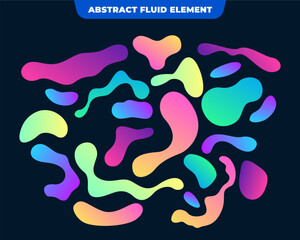 Fluid Design Element Set: Smooth Flowing Shapes with Vibrant and Gradient Colors