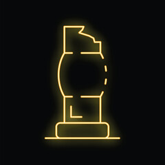Glowing neon line chess rook figure icon isolated on black background, vector illustration