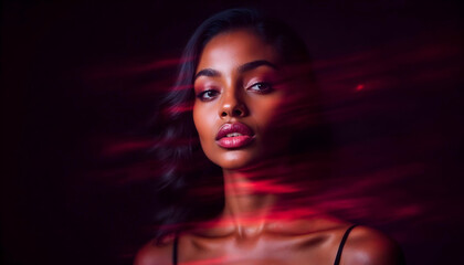 Fototapeta premium Glamour African Model in a cinematic blur background