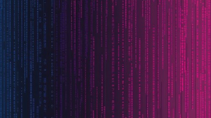 Abstract digital background with vertical lines of glowing data in blue, purple, and pink colors on a dark background.