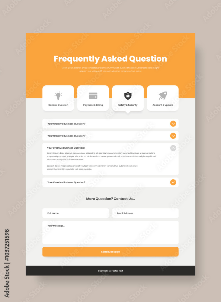 Wall mural professional frequently asked question or faq page web interface design with contact form