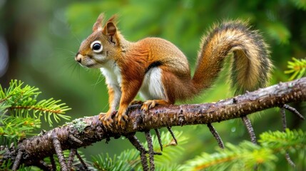 Red Squirrel on a Branch