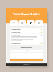 Professional frequently asked question or faq page web interface design with contact form
