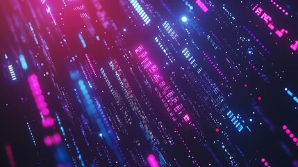 Fototapeta premium Abstract digital background with glowing lines and particles.