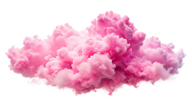 pink clouds isolated on white background as transparent. PNG. AI GENERATED.