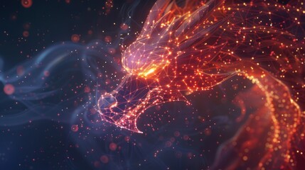 Fiery Dragon in Smoke and Light