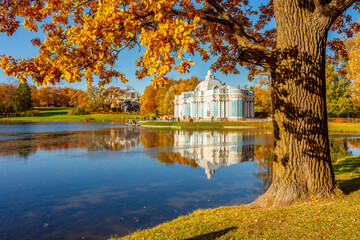 Grotto pavilion in Catherine park in autumn, Pushkin (Tsarskoe Selo), Saint Petersburg, Russia