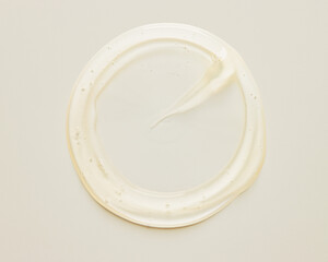 Face serum round shape, beauty product presentation template, transparent liquid gel texture on...