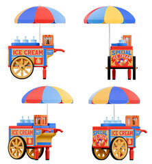 Fototapeta premium Philippine Ice Cream Cart Different Views 3D Rendered