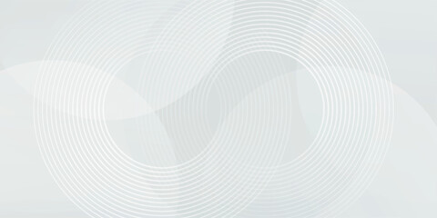 Fototapeta premium White geometric abstract background overlap layer on bright space with lines effect decoration. Modern graphic design element circles style concept for