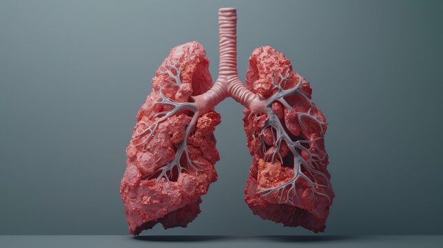 human lung anatomy model illness, lung cancer, lung pneumonia disease 