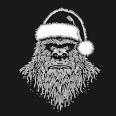 Obraz premium Bigfoot in a Santa Hat Wrapped in Tinsel