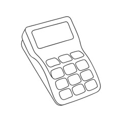 Line art of a calculator with detailed buttons
