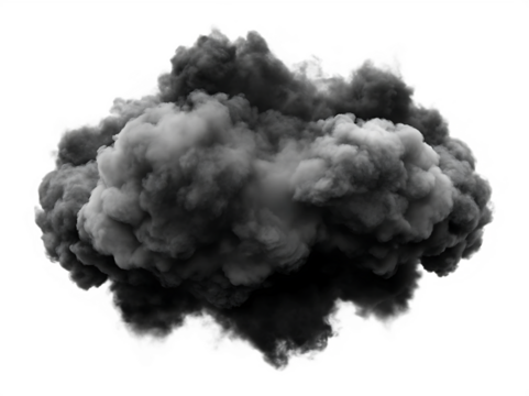 black clouds isolated on white background as transparent. PNG. AI GENERATED.
