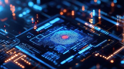 Obraz premium Futuristic Digital Fingerprint Technology