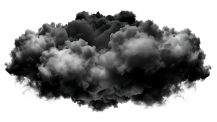 black clouds isolated on white background as transparent. PNG. AI GENERATED.