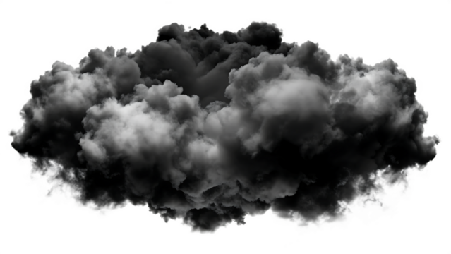 black clouds isolated on white background as transparent. PNG. AI GENERATED.