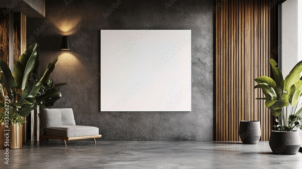 Wall mural Modern Minimalist Interior with Blank Canvas