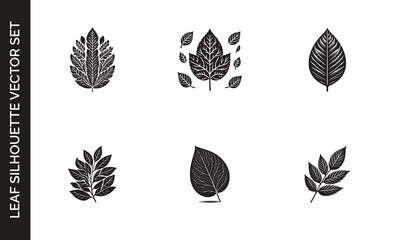Editable Black Leaf Silhouette Vector Illustration with Transparent Background