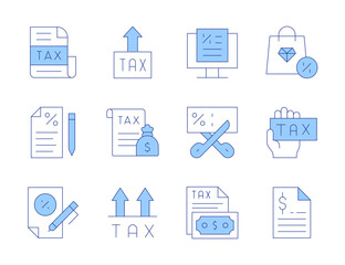 Tax icons. Line Duotone style, editable stroke. tax, payment, pay, taxes, taxation, loan, luxury, financial