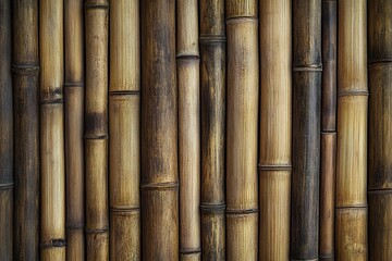 Fototapeta premium Bamboo wood background texture, close-up of bamboo wooden surface, top view, light color, light brown tone