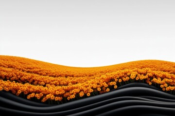 A minimalist rendering of a Goldenrod field, with just enough detail to convey the bright flowers and sweeping landscape