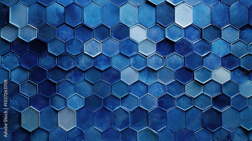 Canvas Prints Blue Hexagonal Tile Pattern Background