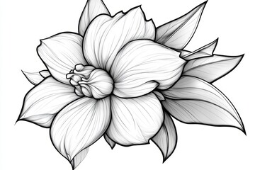 Obraz premium A simple outline of a Snapdragons flower, with clean lines representing its dragon-like form