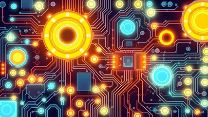 Fototapeta premium High-Tech Circuit Board with Luminous Highlights