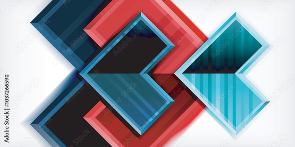 Poster Arrow symbols created with 3d effects and line texture geometric abstract background