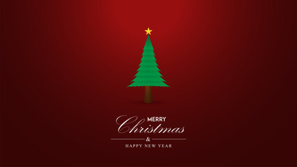 Christmas greetings vector background design. Christmas greeting text with pine tree, candy cane and gift boxes ornaments and decoration elements in red elegant background.
