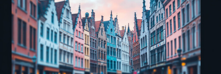 A row of colorful historic buildings in a European city.