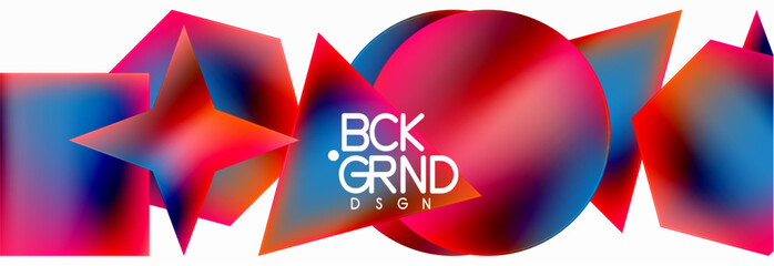 Neon color geometric shapes square triangle circle abstract background. Vector Illustration For Wallpaper, Banner, Background, Card, Book Illustration, landing page